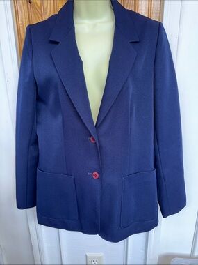 Vintage 70s/80s Panther Navy  Blue Dacron Polyester Blazer Jacket